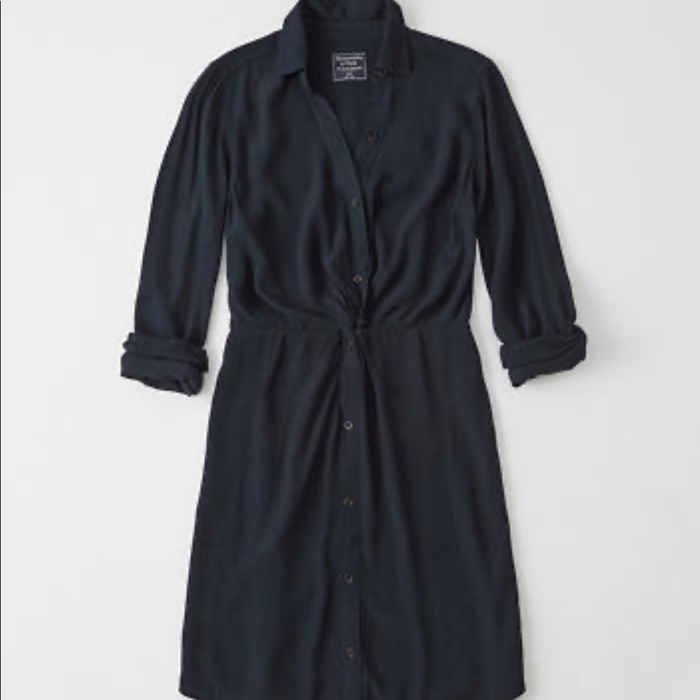 Abercrombie Navy Long sleeve Shirt dress Large P